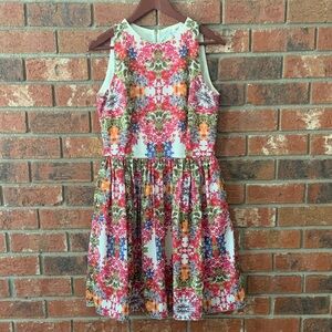 Maggy London Pink Multicolor Floral Fit & Flare Dress